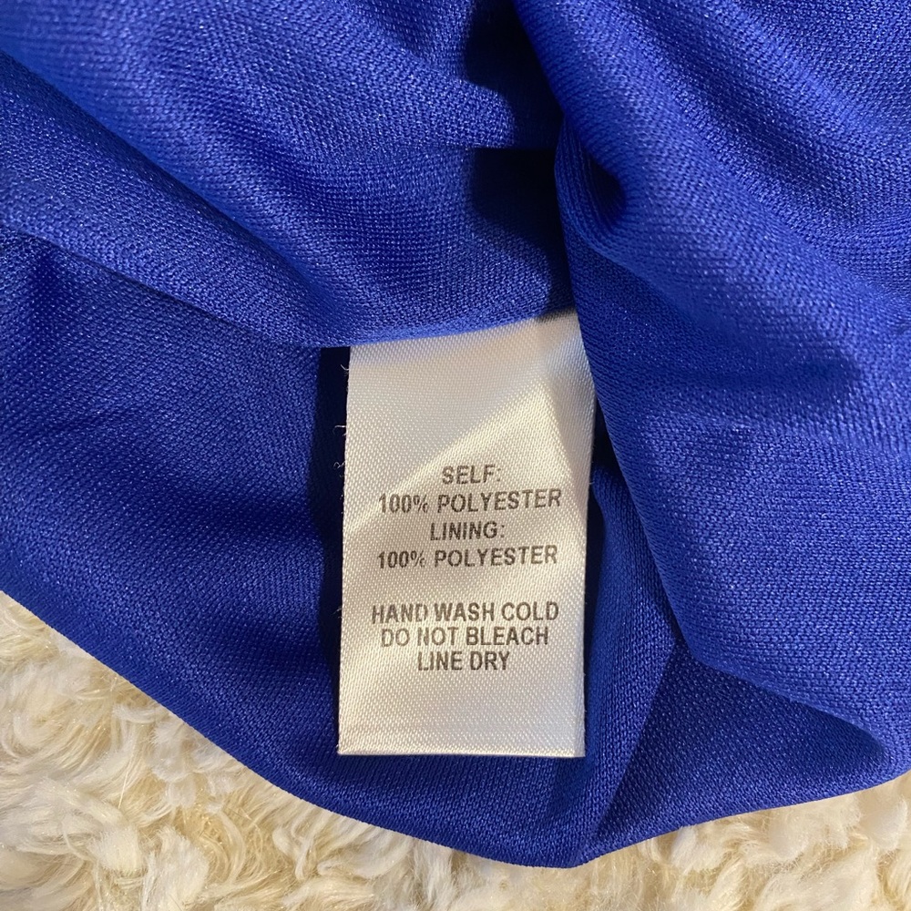 Lulus Royal Blue Floral Summer/Evening/Formal Dress w/ Halter Neck & Open Back - Picture 5 of 7